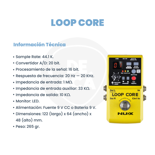 Pedal Looper Loop Core Nux Para Guitarra Bajo Efecto Ritmos