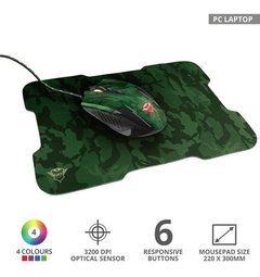 Kit Combo Mouse Gamer Trust + Pad Mouse Rixa Camuflado - tienda online