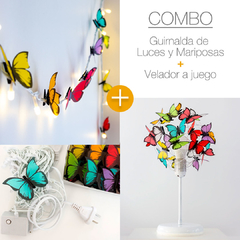 Guirnalda de Luces y Velador de Mariposas Multicolores