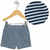 Short bb básico rayado con rayas azules y blanco anchas - comprar online