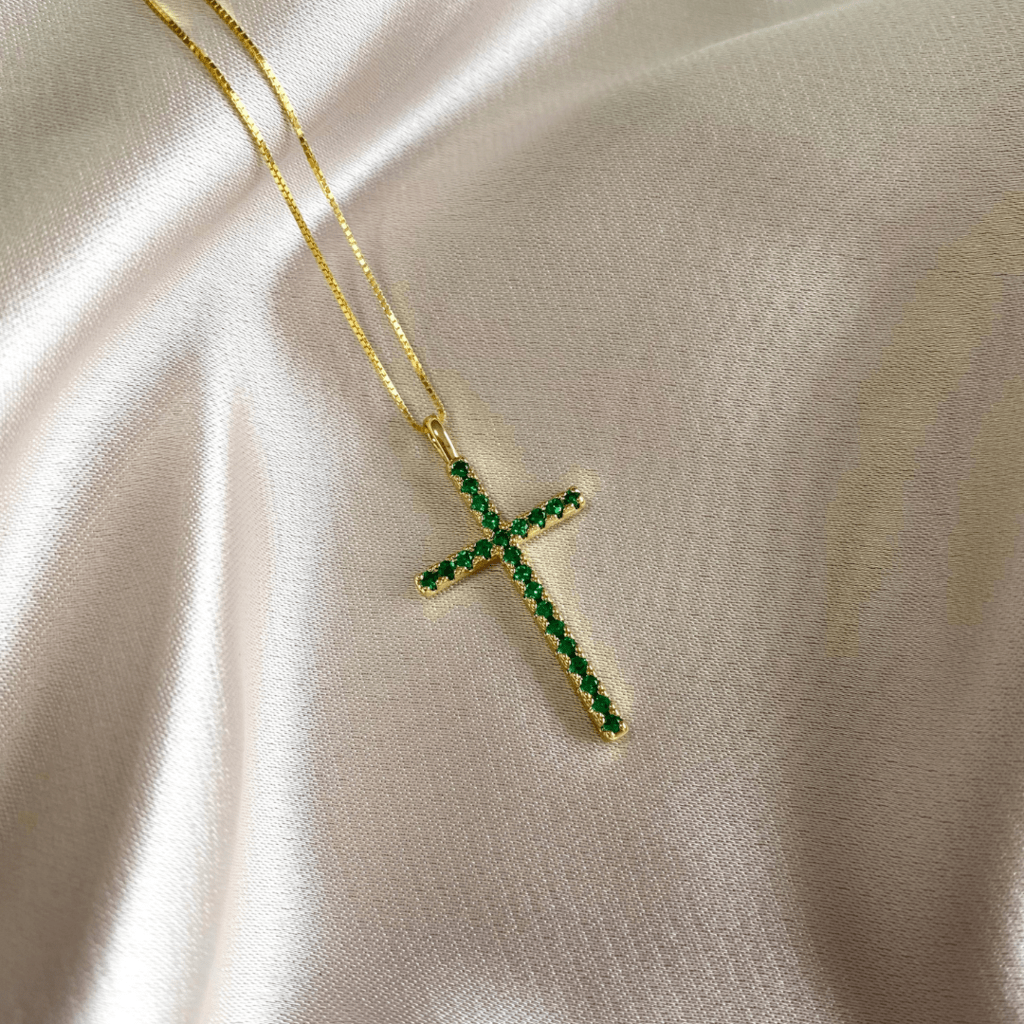 Cadena cruz verde - Comprar en Murana Jewelry