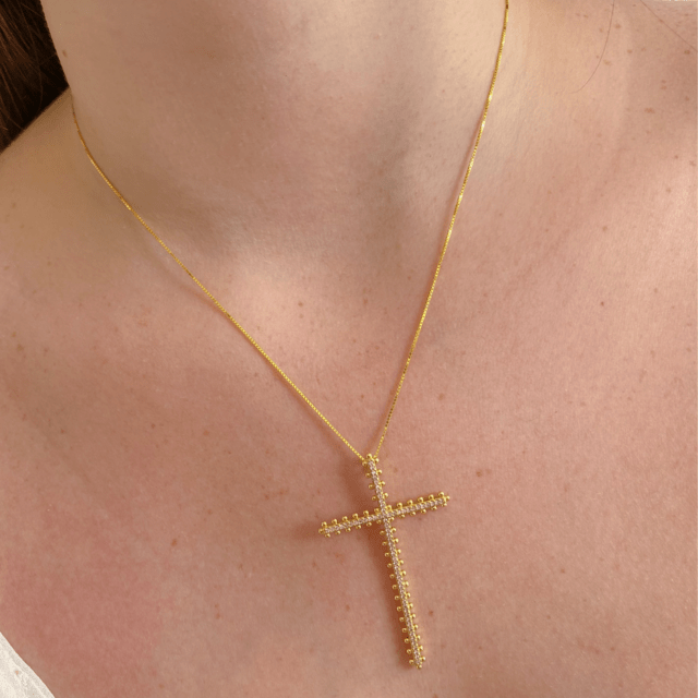 Cadena cruz delgada grande - Comprar en Murana Jewelry
