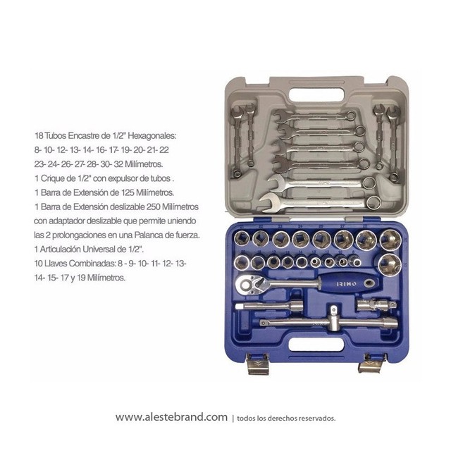 Caja Set Juego De Tubos 1/2 Llaves 129-33w-4 Irimo 33 Piezas