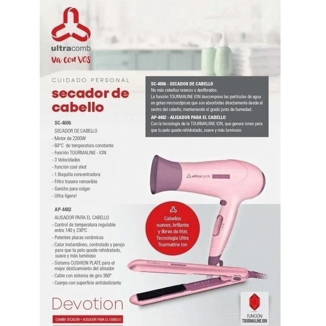 Combo Ultracomb Devotion secador + Alisador para el cabello