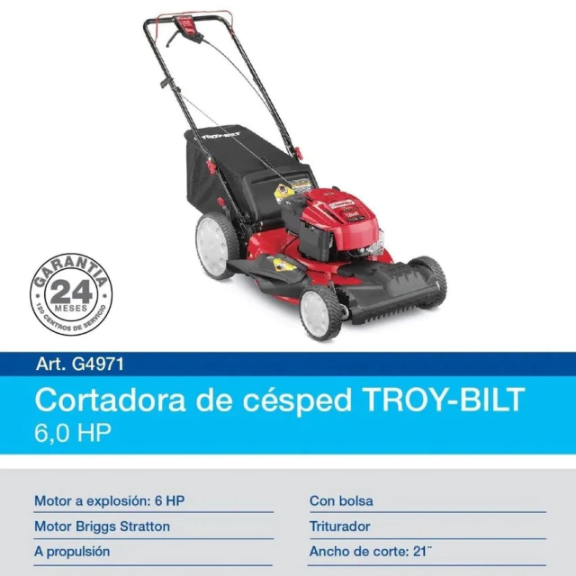 Cortadora Cesped Explos 6hp C/bolsa Troy-bilt G4971