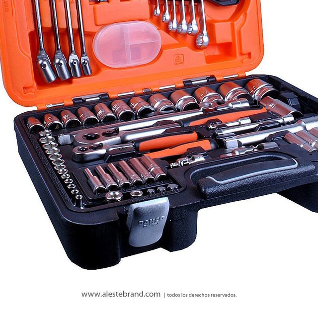 Kit Caja Juego Set Herramientas Llave Tubos 91 Pz S910 Bahco