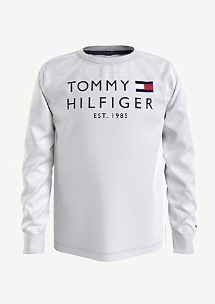 Camiseta Manga Longa Tommy Hilfiger Branca Bandeira Logo- TH6551 - Tamanho  16 - 18 anos
