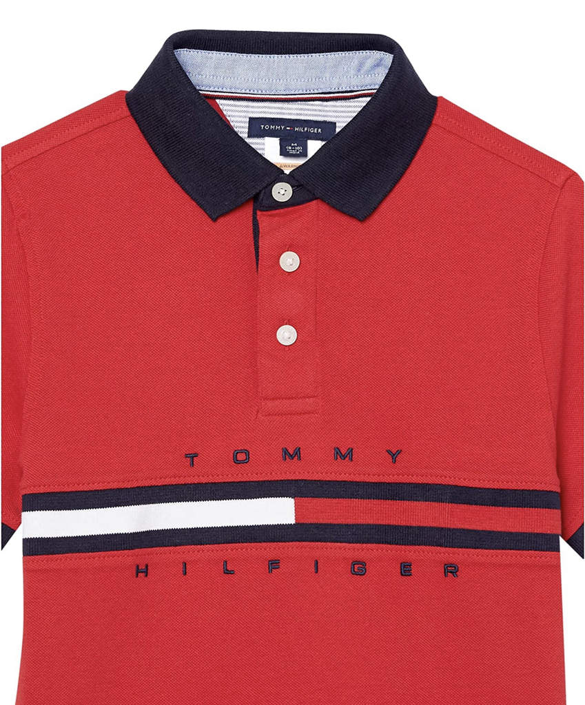 Camiseta Infantil Polo Tommy Hilfiger - Red logo - TH5926 - Tamanho 2 -3  anos