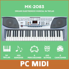 Teclado Órgano Musical MK2083 54 Teclas Lcd Led Rec