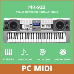 Teclado Musical Electrónico MK922 61 Teclas LCD Con Fuente - comprar online