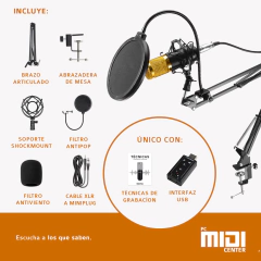 Kit Grabación Micrófono Condenser BM800 Brazo Articulado USB Negro en internet