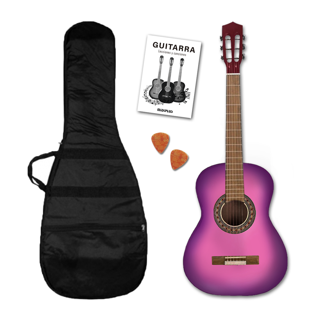 GUITARRA CRIOLLA ROSA CLASICA CON FUNDA