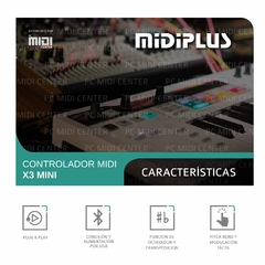 MIDIPLUS X3 mini Teclado Controlador 37 teclas sensitivas semipesadas - PC MIDI Center
