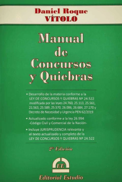 MANUAL DE CONCURSOS Y QUIEBRAS Autor: VÍTOLO, Daniel Roque - comprar online