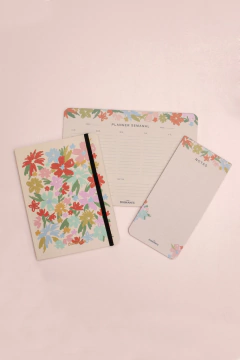 Kit de escritorio Flores Pintadas Crema