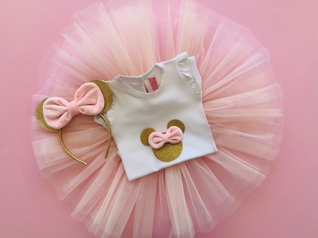 Kit Minnie Bebe Dorado Manga Corta Princess Tutu Kit Minnie Bebe Dorado Manga Corta Princess Tutu
