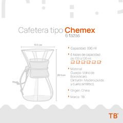 Cafetera Tipo Chemex 6 tazas + Filtros Chemex (Kit) en internet
