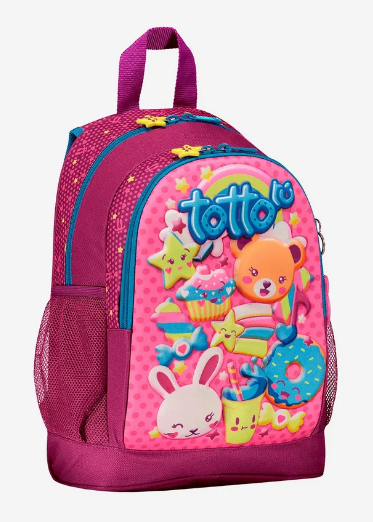 Mochila totto infantil morral candy happy rosa grande