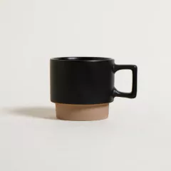 Mug Taza Negro con Base Color Marrón