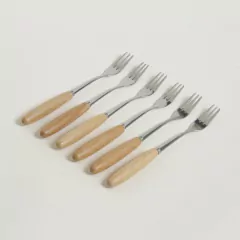Set x 6 Tenedores de Acero con Mango de Madera - comprar online