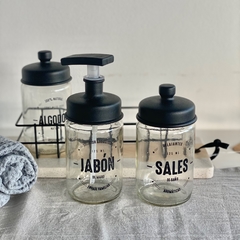 Set de baño x 3 frascos en canasta de metal - comprar online