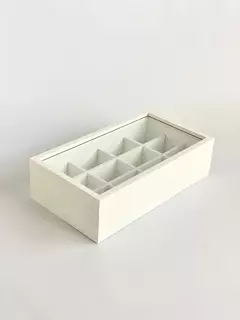 Caja de te MDF blanca con 12 divisiones