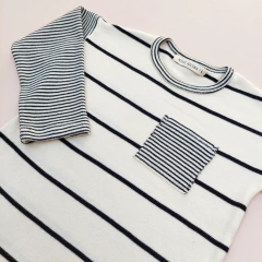 REMERA M/L RAYADA INTERLOCK NEGRO - comprar online