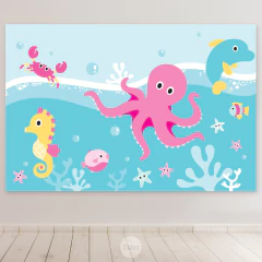 banner decorativo animales del mar, ocean party bundle