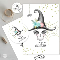 kit imprimible halloween party bundle, fiesta de brujas, carteles y bolsas para halloween