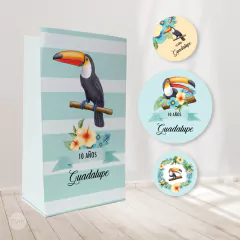 Kit imprimible tucanes toucans aves birds candy bar tukit