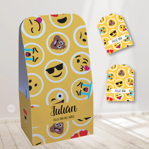 Cajita abierta decorativa golosinera imprimible emojis tukit