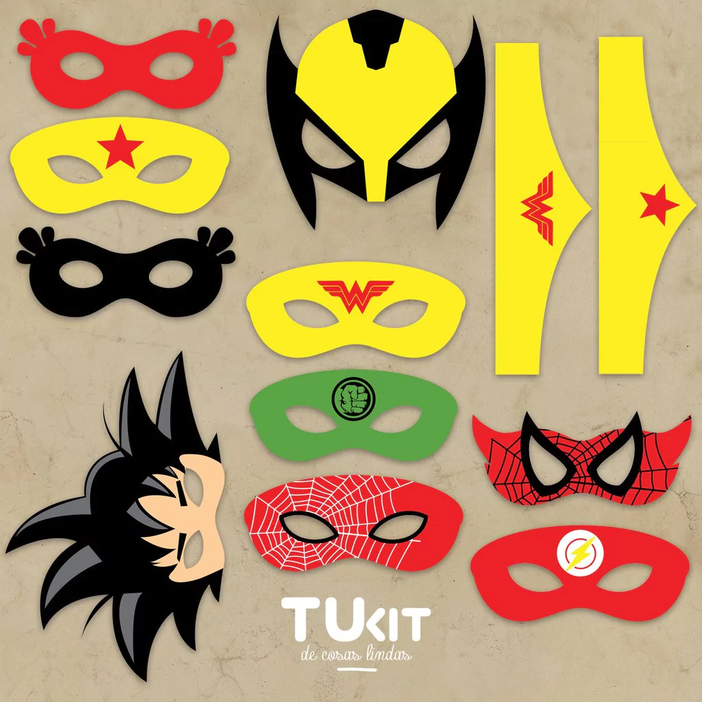Kit imprimible antifaces mascaras superheroes - TuKit