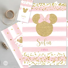 Kit imprimible minnie moño glitter candy bar - TuKit