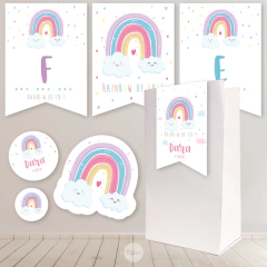 kit imprimible decoracion arcoiris, rainbow, colores, banderines, tag bolsas