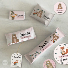 Kit imprimible animalitos del bosque tribal tipi rosa nena candy bar tukit en internet