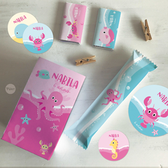 Kit imprimible animales del mar colores pasteles candy bar - comprar online