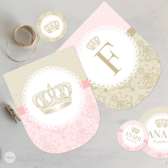 Kit imprimible coronita reina rosa dorado tukit en internet