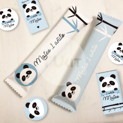 Kit imprimible oso panda celeste blanco negro candy bar tukit en internet