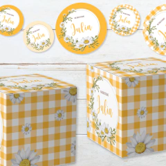 Kit imprimible margaritas flores vichy tukit - tienda online