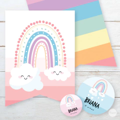Imagen de Kit imprimible arcoiris nubes rainbow candy bar tukit