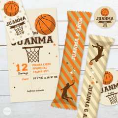 Imagen de Kit imprimible basket basquet basketball candy bar tukit