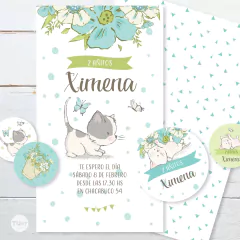 Imagen de Kit imprimible gatos globos mint candy bar tukit