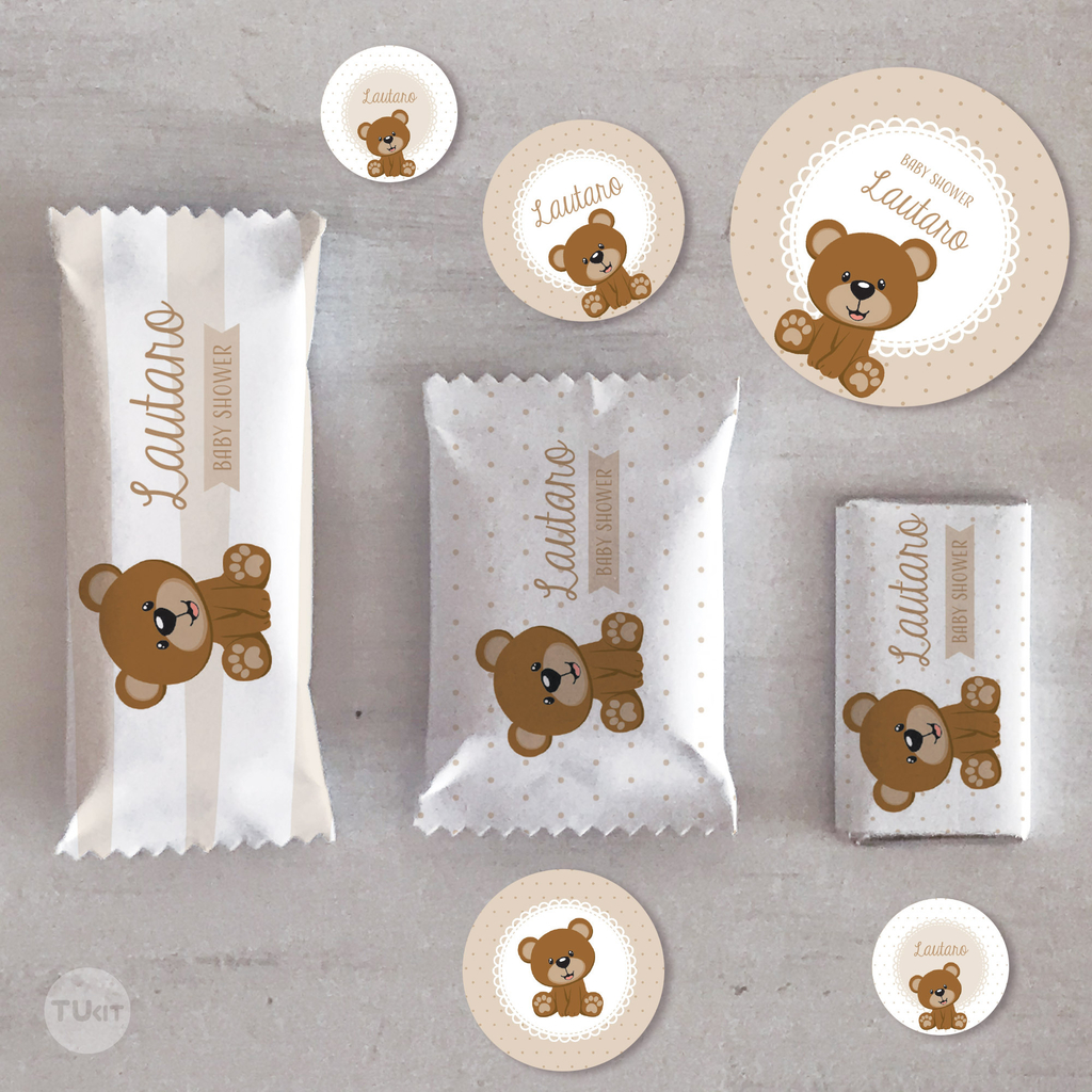 Kit imprimible osito bebe candy bar tukit TuKit