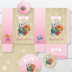 Kit imprimible patrulla de cachorros paw patrol rosa pink beige candy bar - comprar online