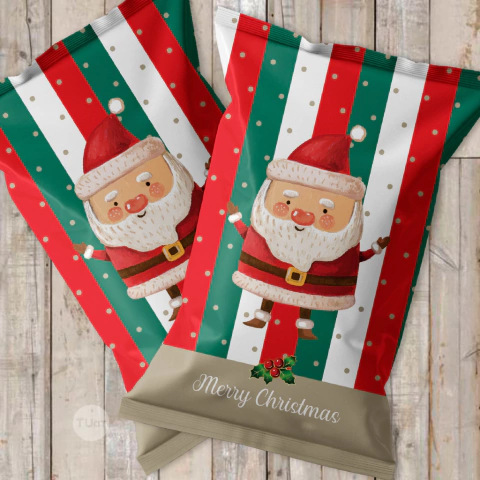 Chips bags bolsita imprimible navidad merry christmas papa noel