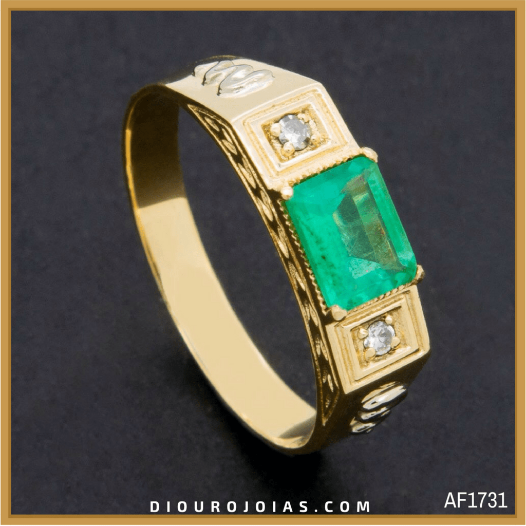 Anel de Formatura de Medicina Masculino Reto em Ouro 18k ou 10k ANF 238 -  Luceny Monteiro Joias