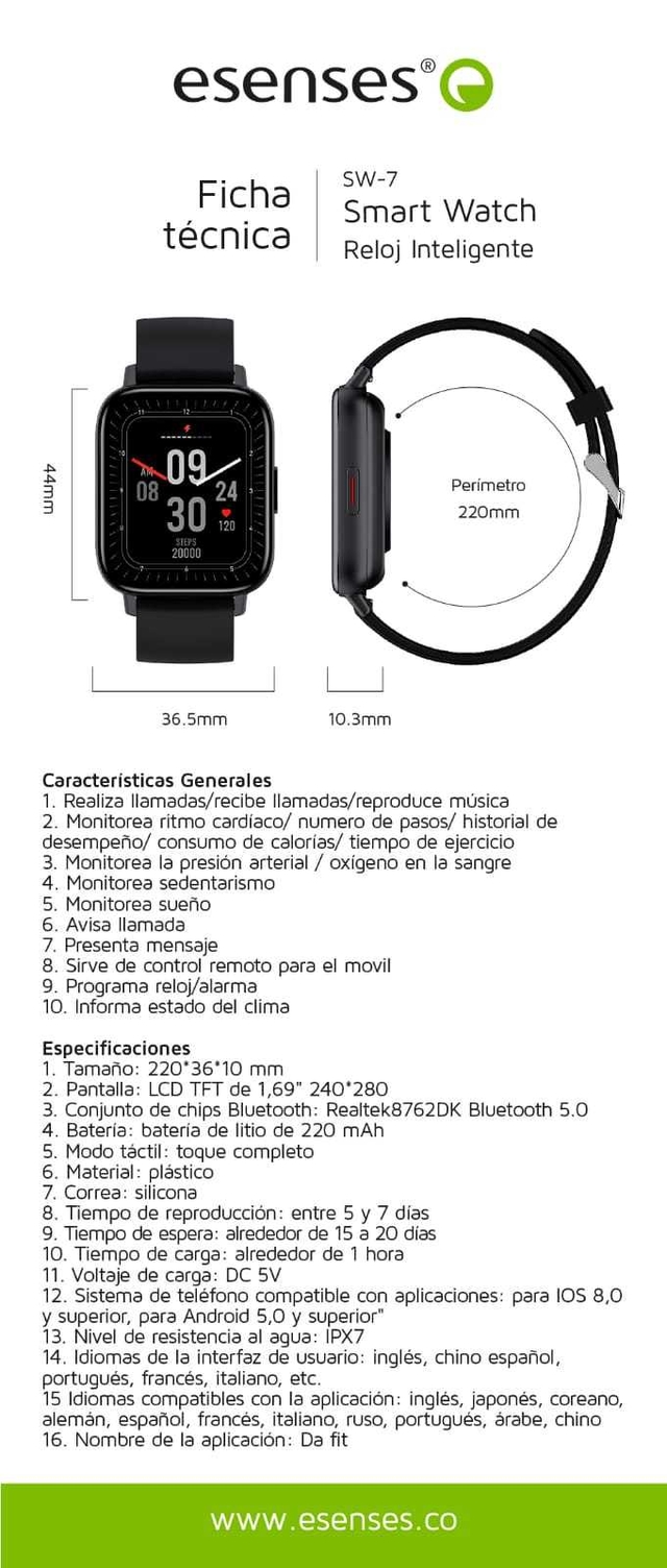 Smart Watch Reloj Inteligente esenses Ref. SW-7