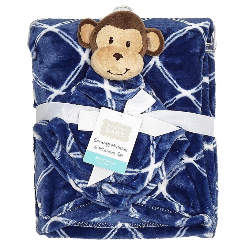 Manta - Medidas 76 x 91 Cm. - Hudson Baby - Incluye Manta de Apego - Blue  Monkey