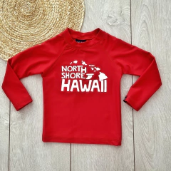 Remera mangas largas UV +50 "Hawai Roja" 24/30 meses