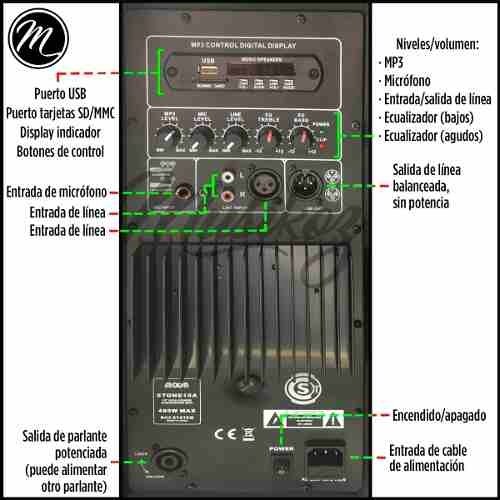 Bafles Moon Wild 15au Potenciado + 15 Pasivo Cables Cuotas